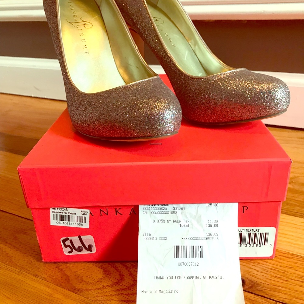 Ivanka trump silver glitter heels